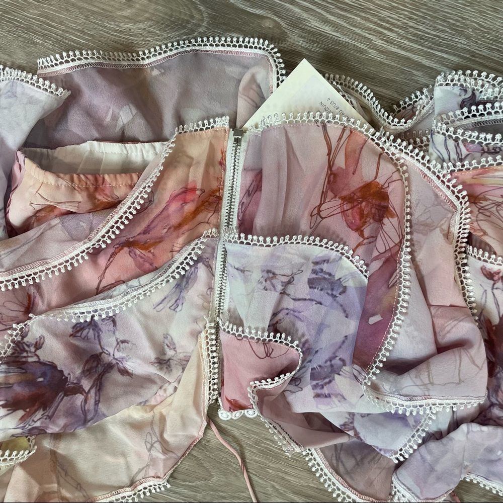 Floral Ruffle Off-Shoulder Crop Top - Pink Multi - Picture 5 of 9